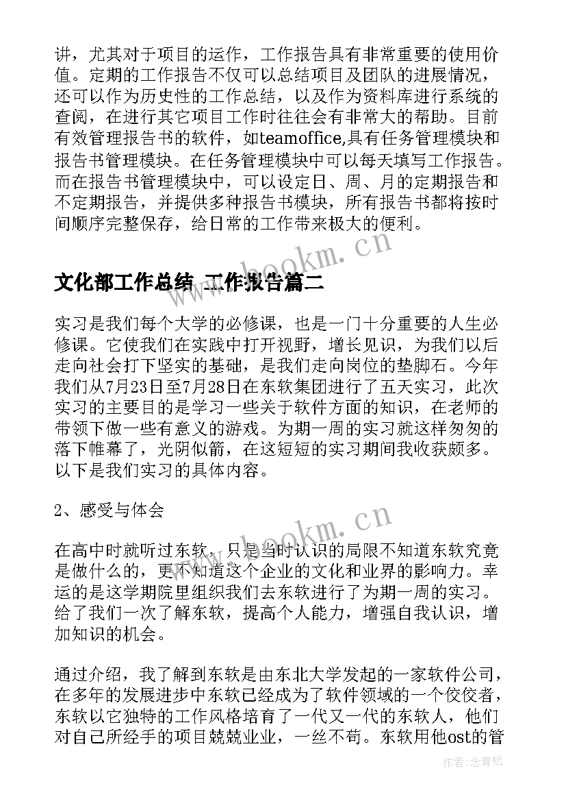 文化部工作总结 工作报告(通用6篇)