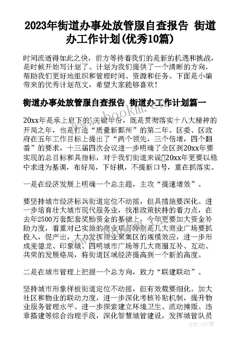 2023年街道办事处放管服自查报告 街道办工作计划(优秀10篇)