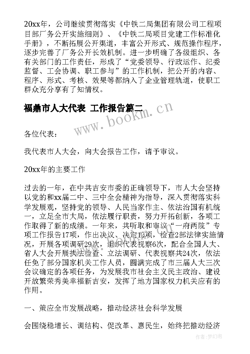 福鼎市人大代表 工作报告(大全5篇)