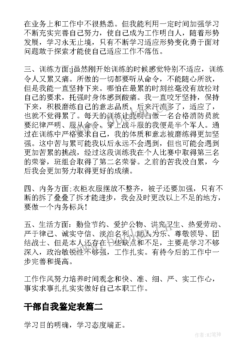 2023年干部自我鉴定表(精选5篇)