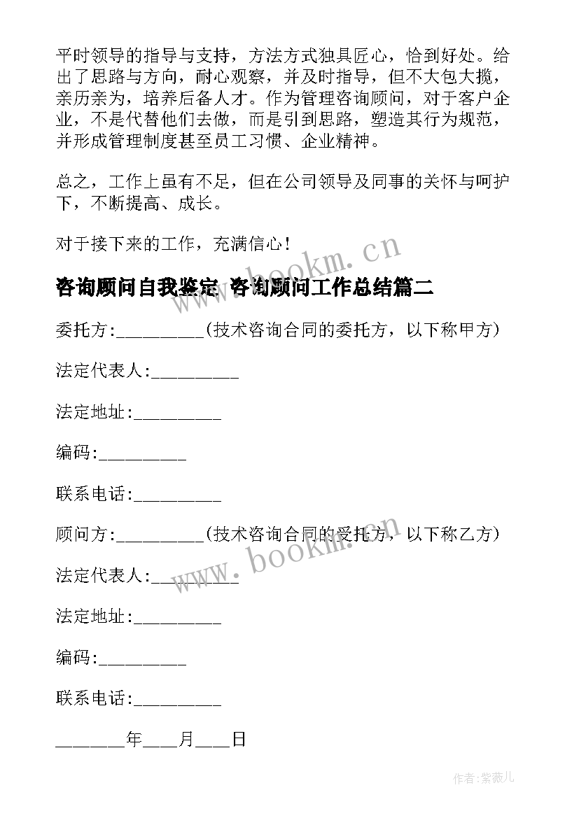 2023年咨询顾问自我鉴定 咨询顾问工作总结(精选8篇)