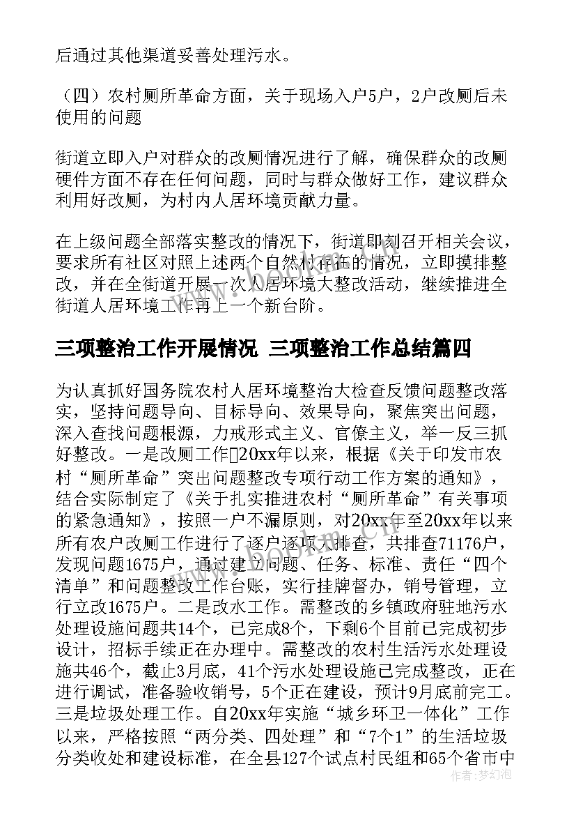 2023年三项整治工作开展情况 三项整治工作总结(模板5篇)