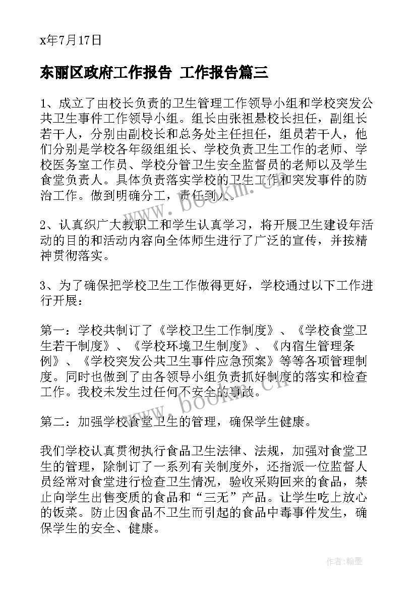 最新东丽区政府工作报告 工作报告(实用7篇)