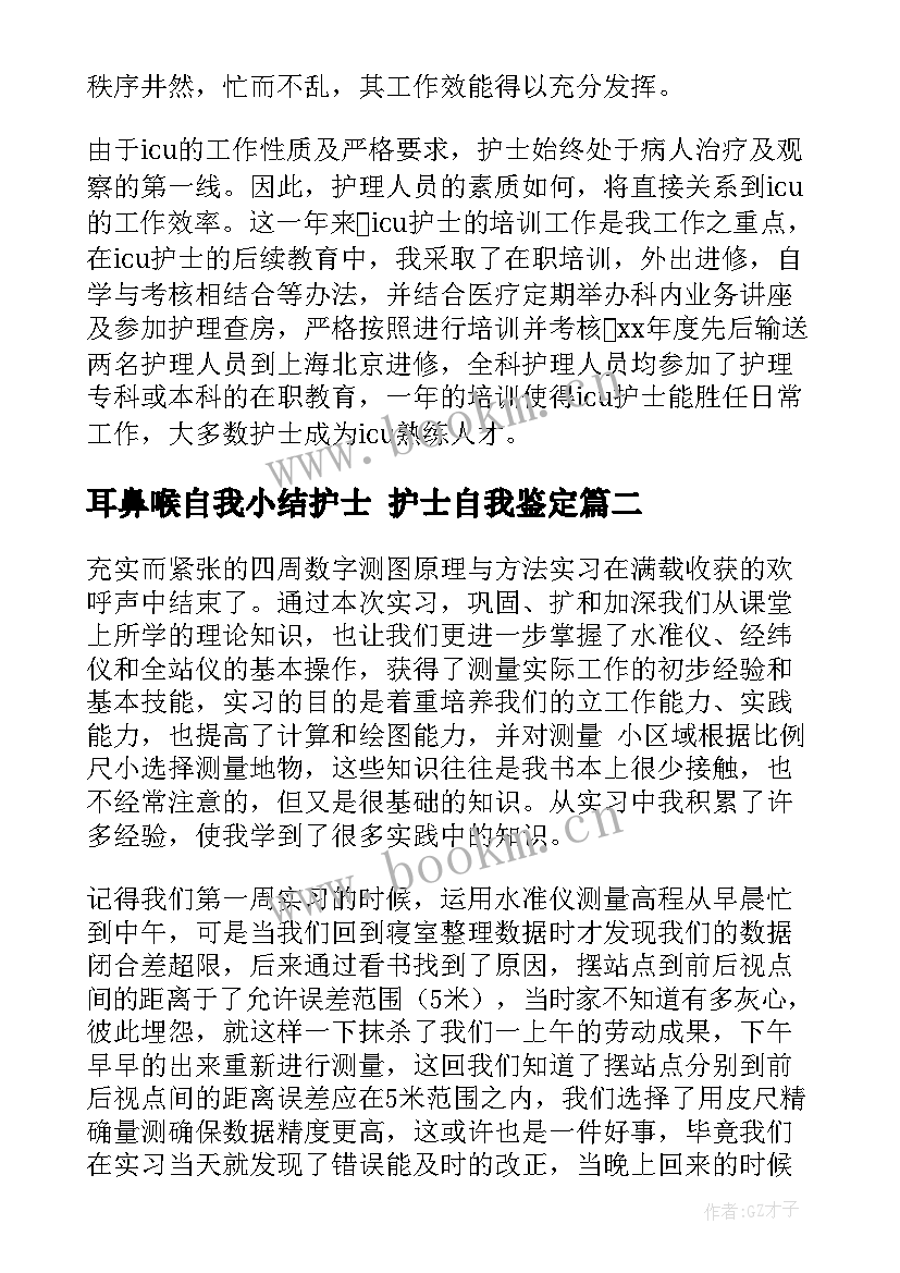 耳鼻喉自我小结护士 护士自我鉴定(精选8篇)