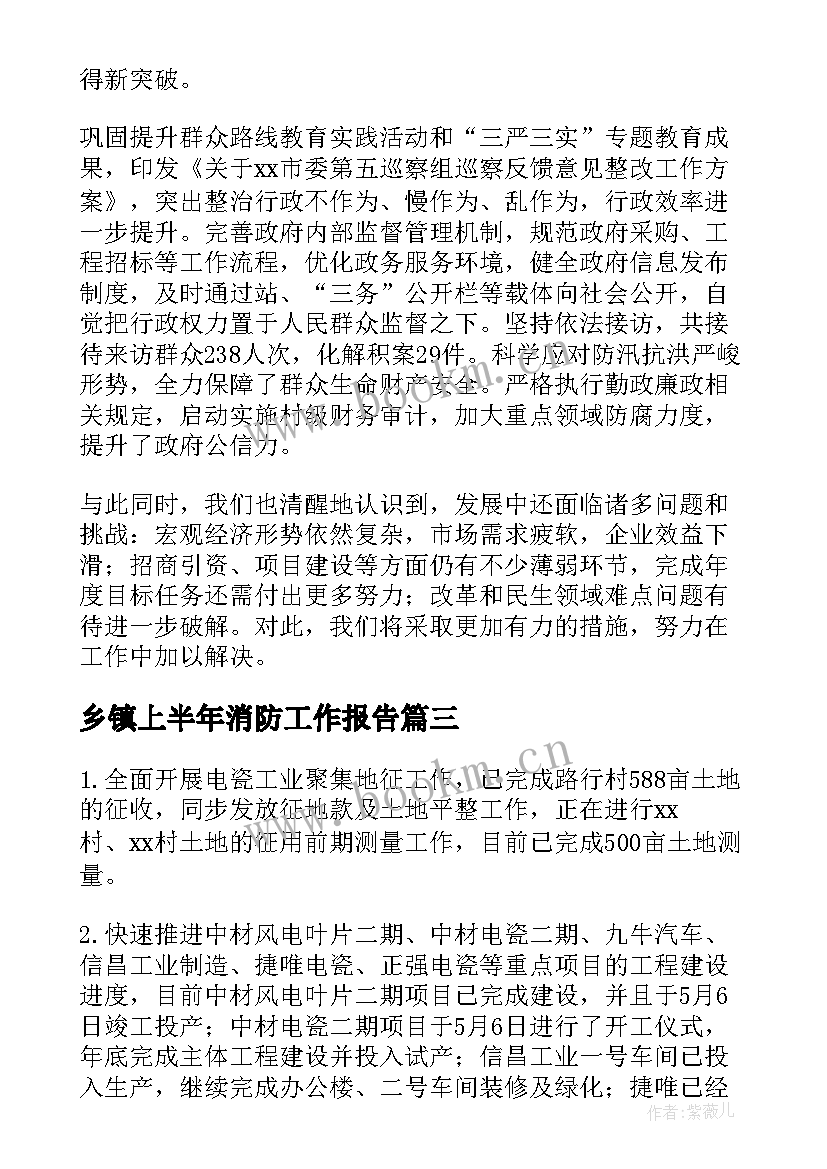 乡镇上半年消防工作报告(大全7篇)