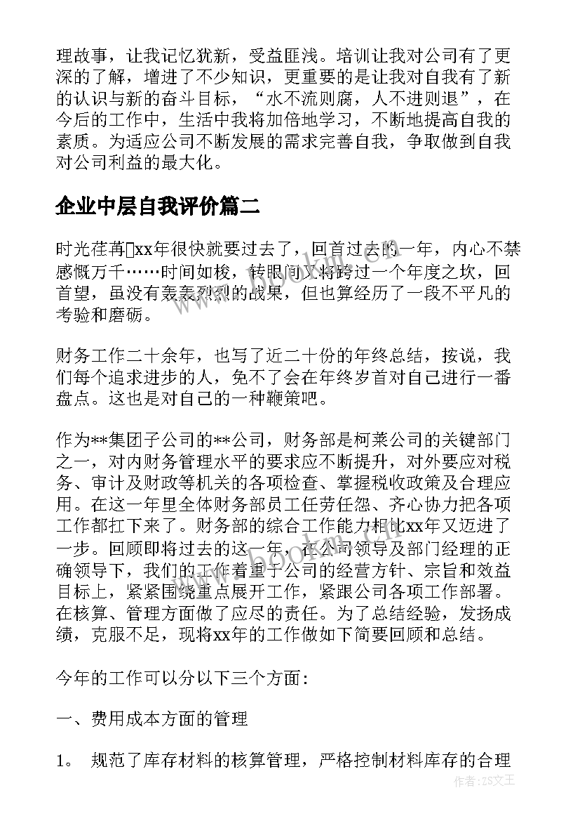 企业中层自我评价 企业自我评价(模板5篇)