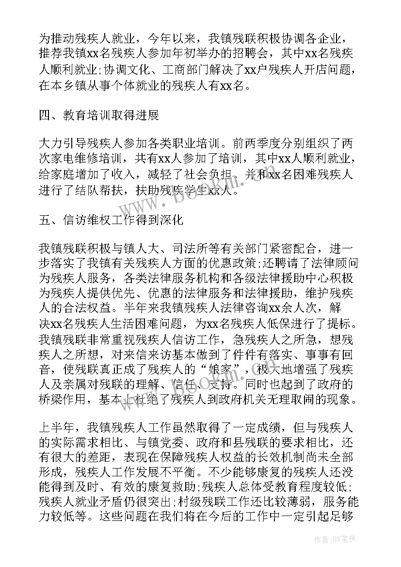 2023年乡镇残疾人工作报告(通用9篇)