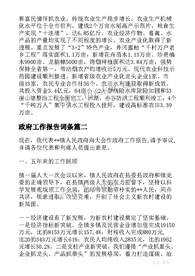 2023年政府工作报告词条(实用10篇)