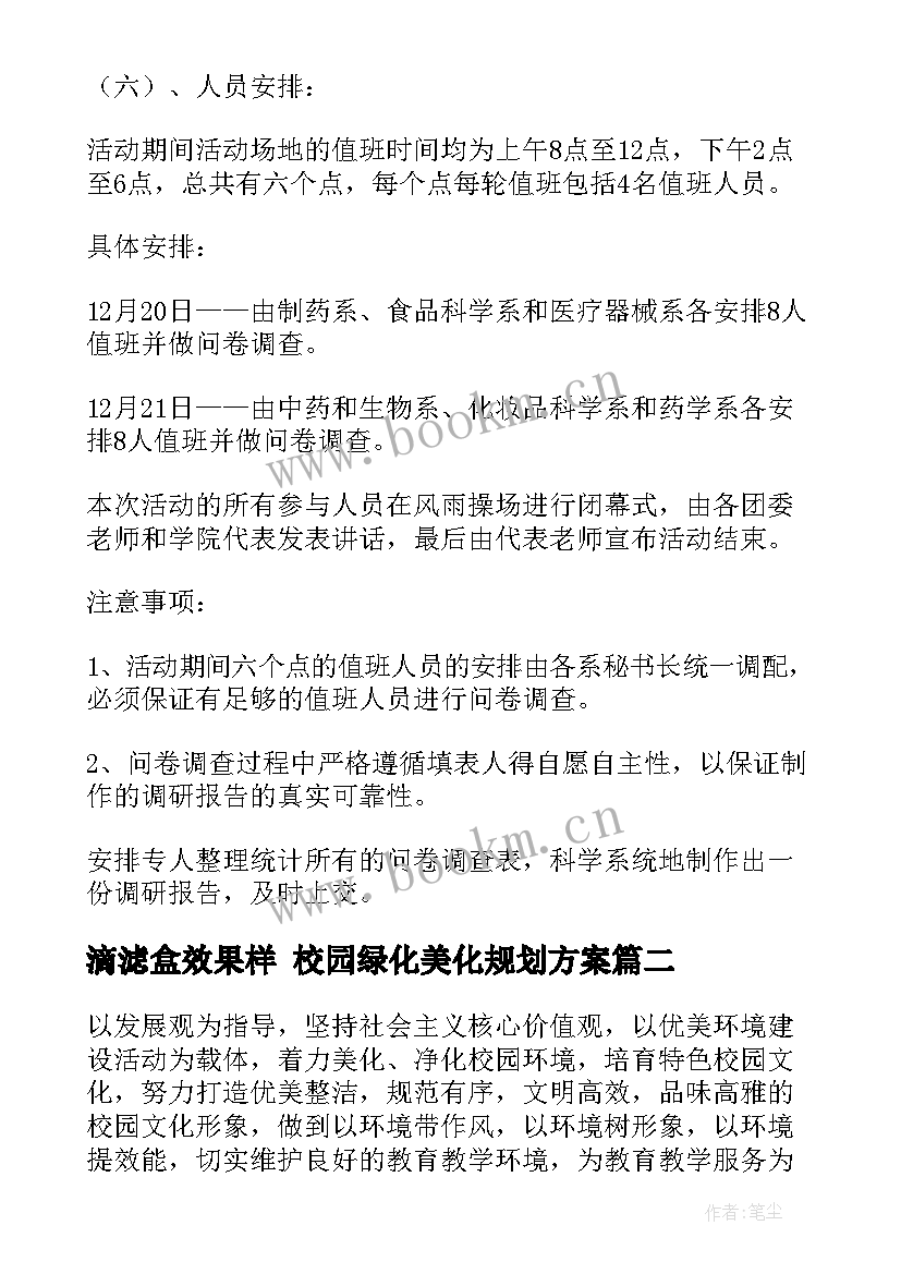 最新滴滤盒效果样 校园绿化美化规划方案(大全5篇)