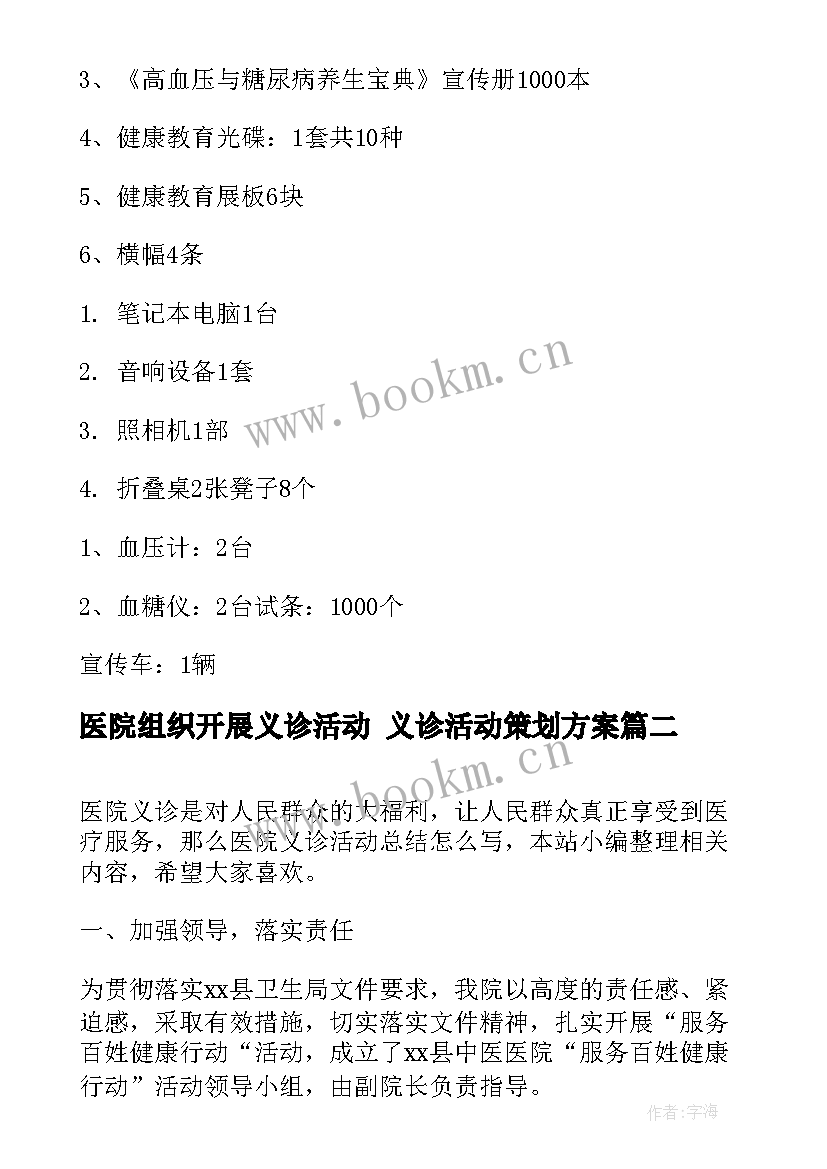 2023年医院组织开展义诊活动 义诊活动策划方案(实用9篇)