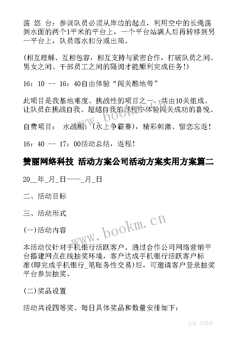 2023年赞丽网络科技 活动方案公司活动方案实用方案(通用5篇)