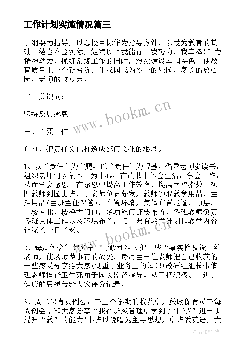 工作计划实施情况(模板5篇)