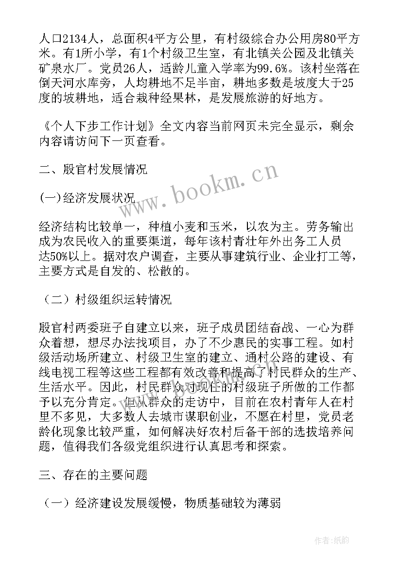 2023年融资工作下步工作计划 个人下步工作计划(实用9篇)