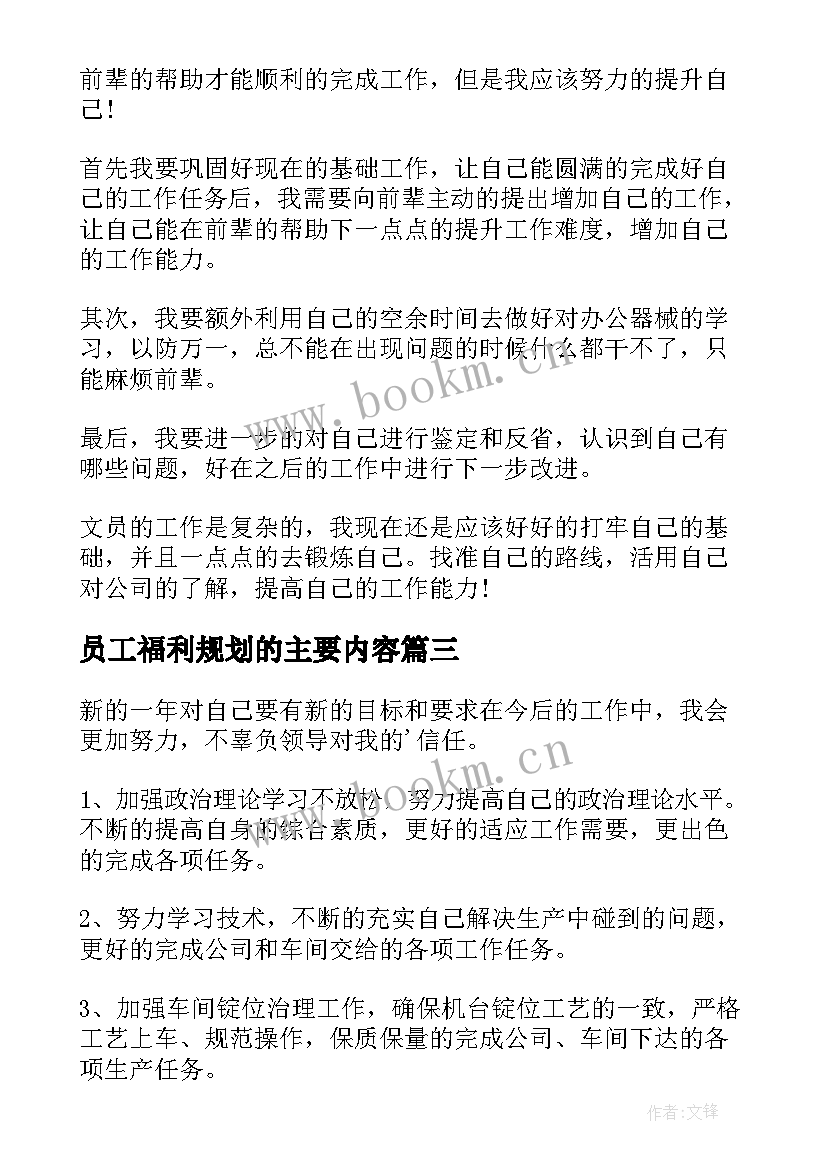 2023年员工福利规划的主要内容(通用7篇)