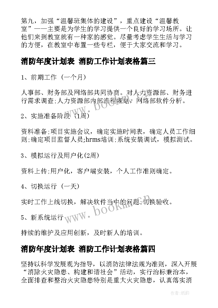 消防年度计划表 消防工作计划表格(优秀5篇)