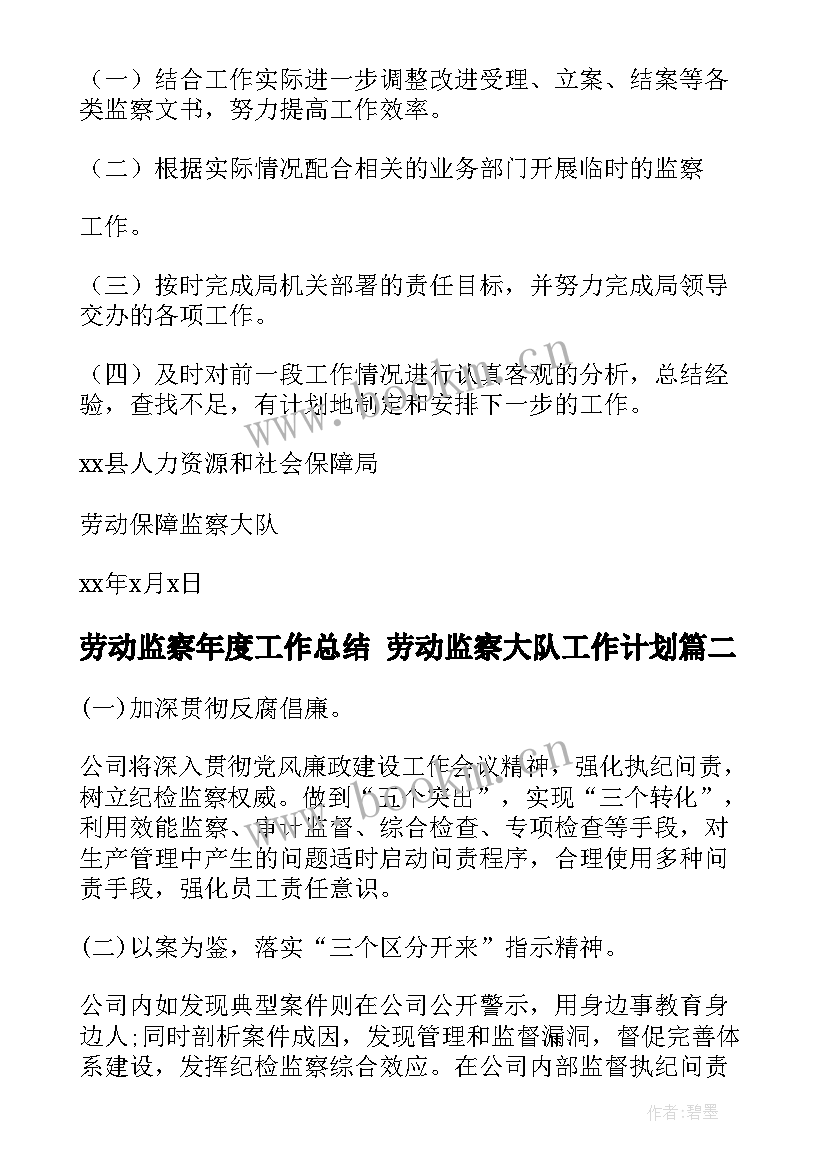 2023年劳动监察年度工作总结 劳动监察大队工作计划(实用8篇)