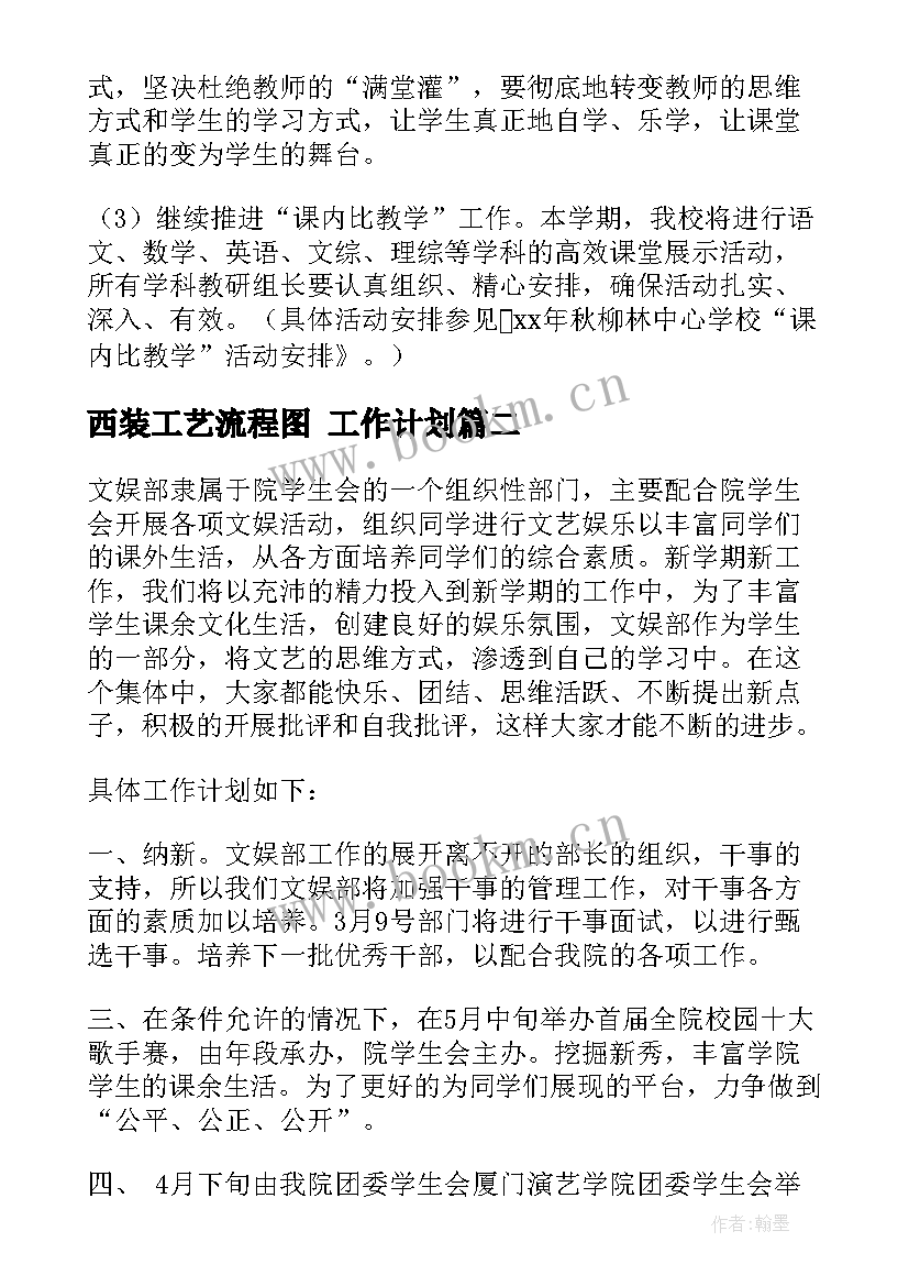 最新西装工艺流程图 工作计划(大全7篇)