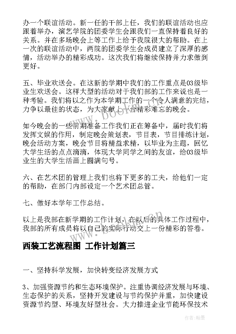 最新西装工艺流程图 工作计划(大全7篇)