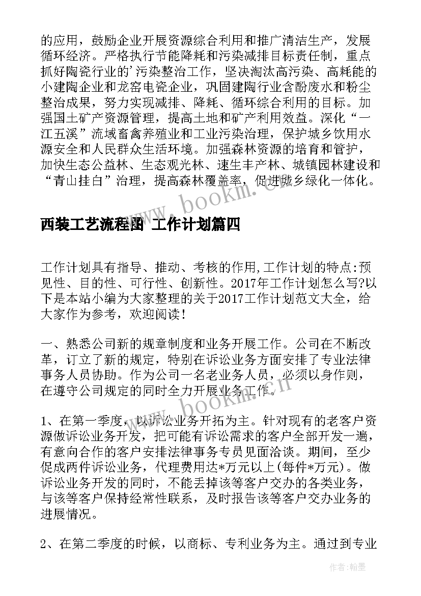 最新西装工艺流程图 工作计划(大全7篇)