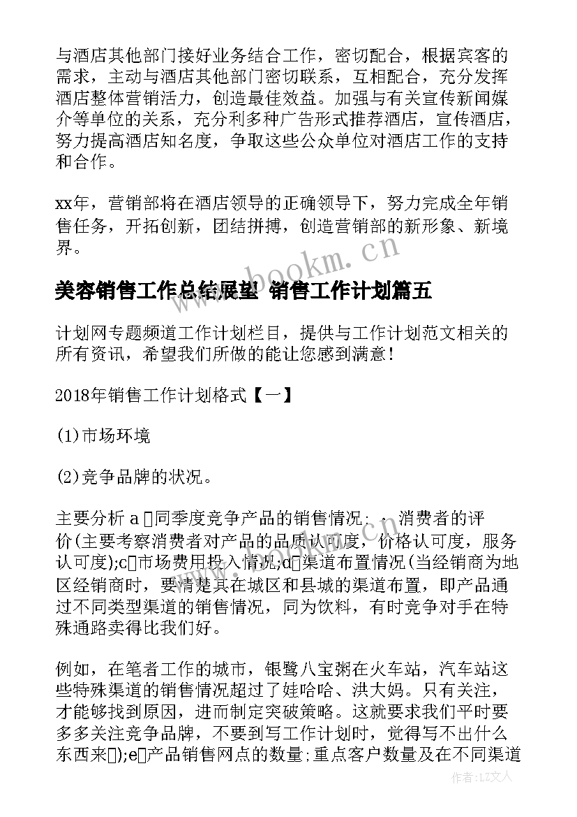 2023年美容销售工作总结展望 销售工作计划(精选6篇)