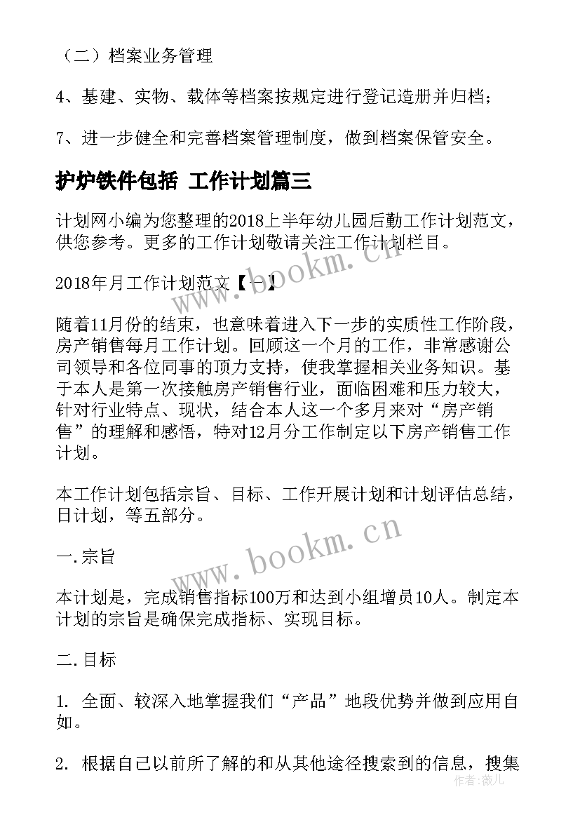 2023年护炉铁件包括 工作计划(模板6篇)