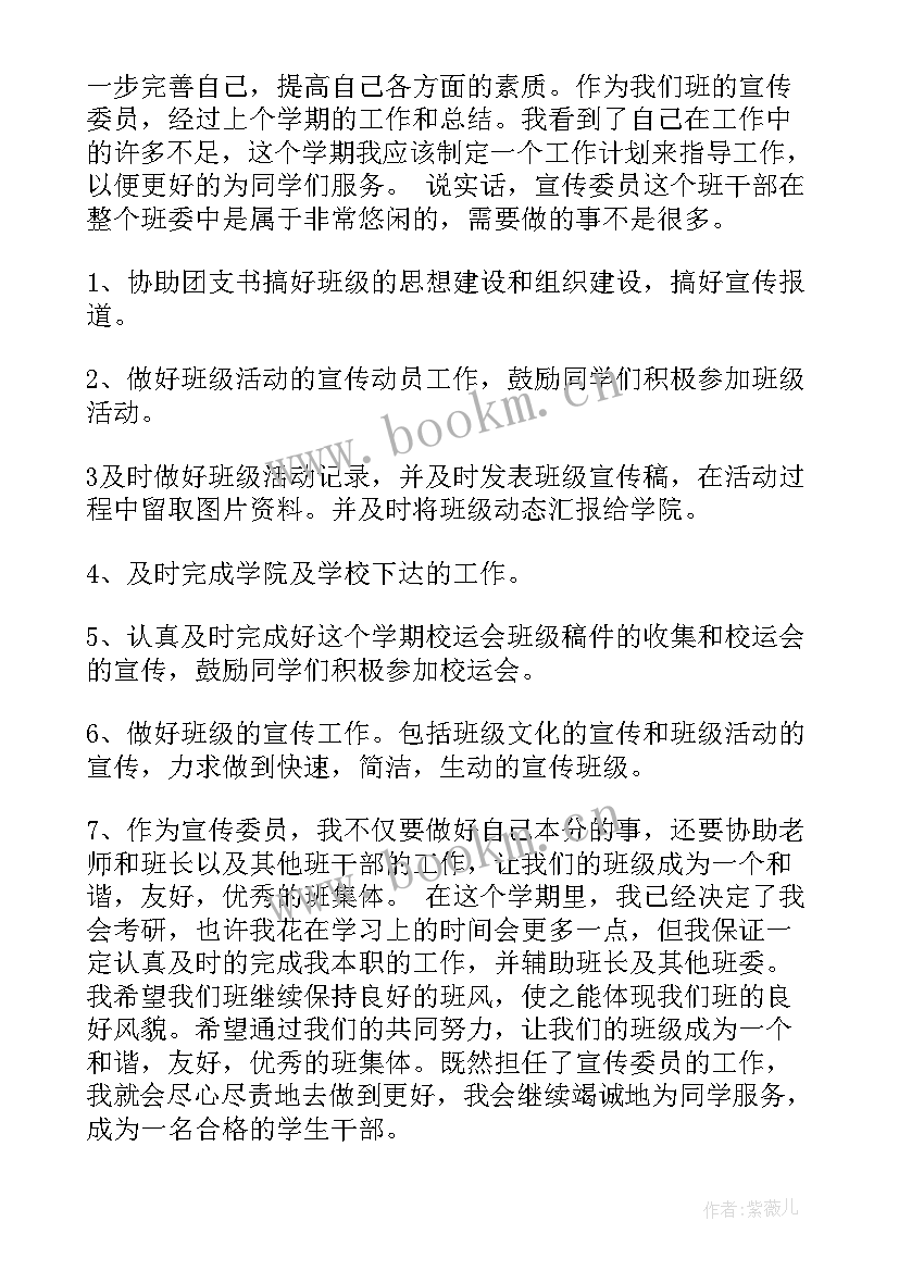 2023年宣传委员未来工作计划 宣传委员工作计划(精选10篇)