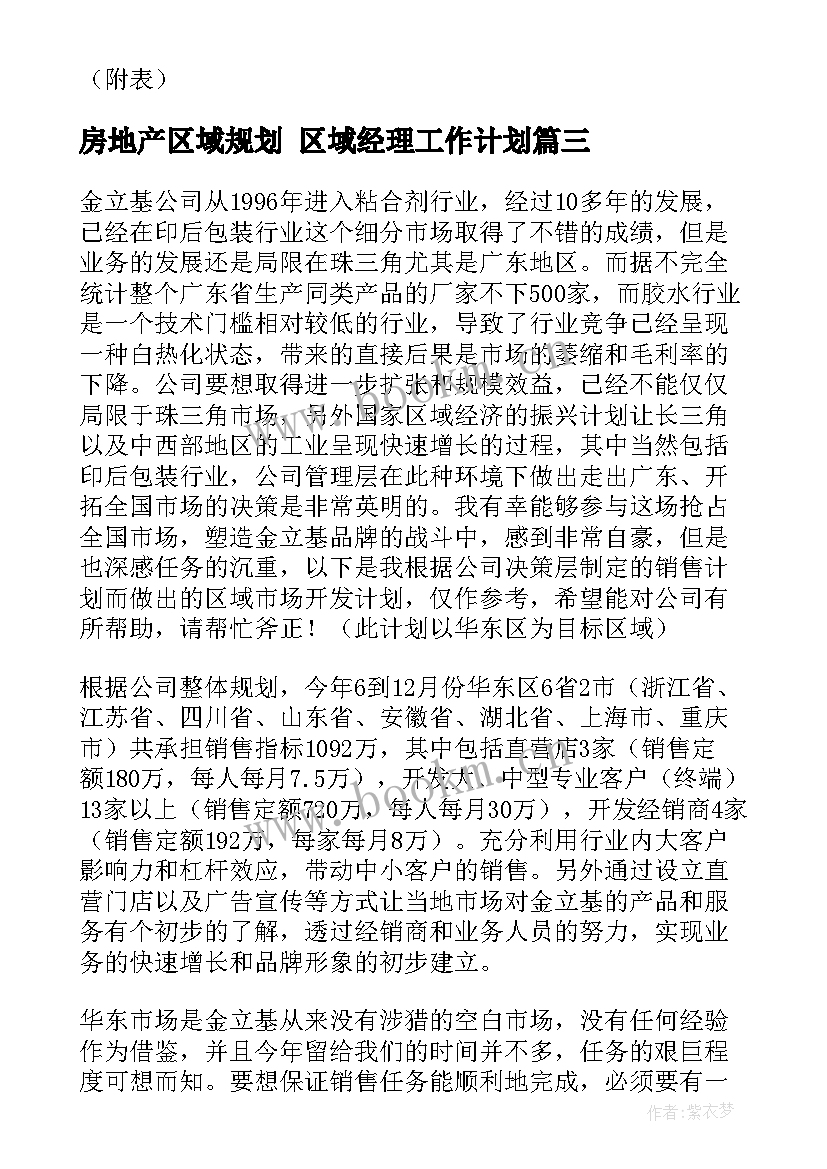 房地产区域规划 区域经理工作计划(通用6篇)