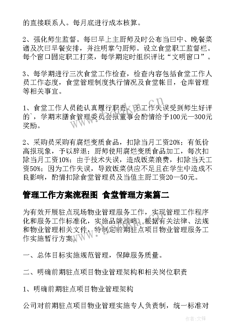 管理工作方案流程图 食堂管理方案(汇总5篇)