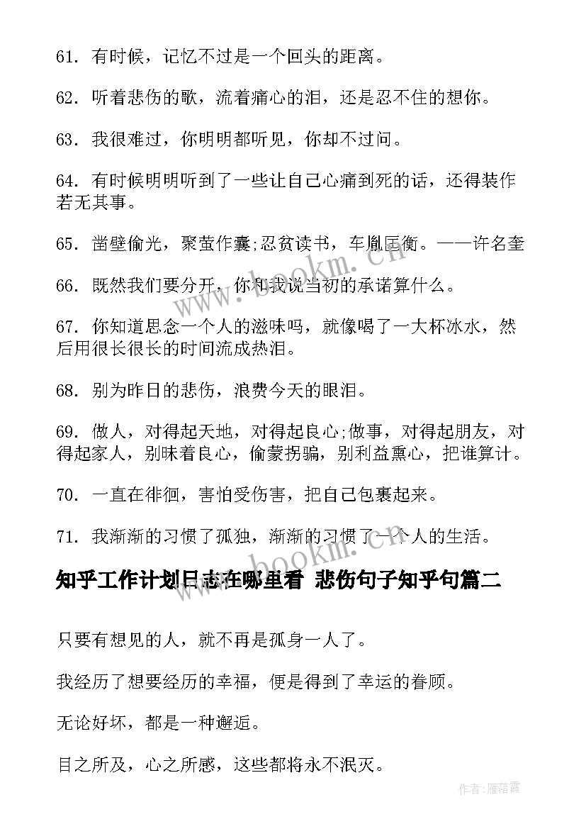 最新知乎工作计划日志在哪里看 悲伤句子知乎句(实用9篇)