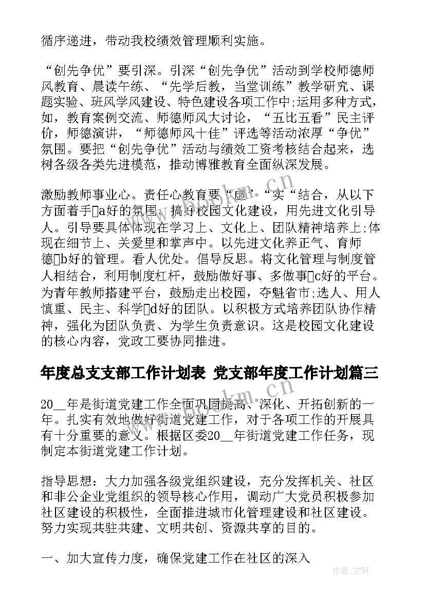 2023年年度总支支部工作计划表 党支部年度工作计划(大全7篇)