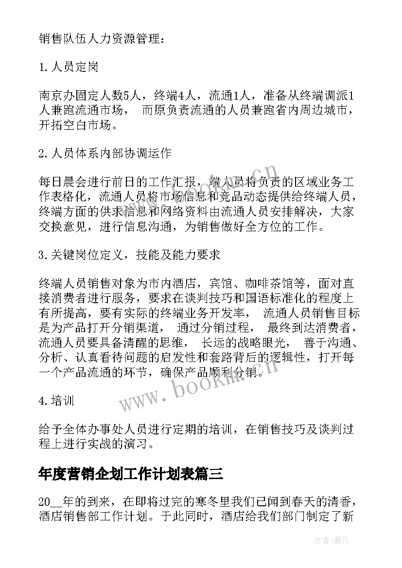 最新年度营销企划工作计划表(优质5篇)