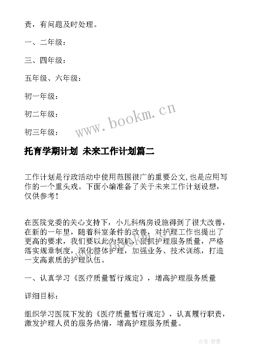 托育学期计划 未来工作计划(优质7篇)