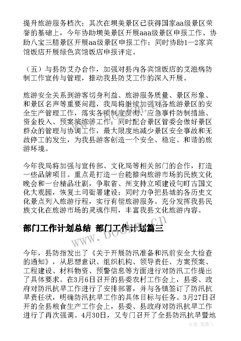 2023年部门工作计划总结 部门工作计划(优秀10篇)