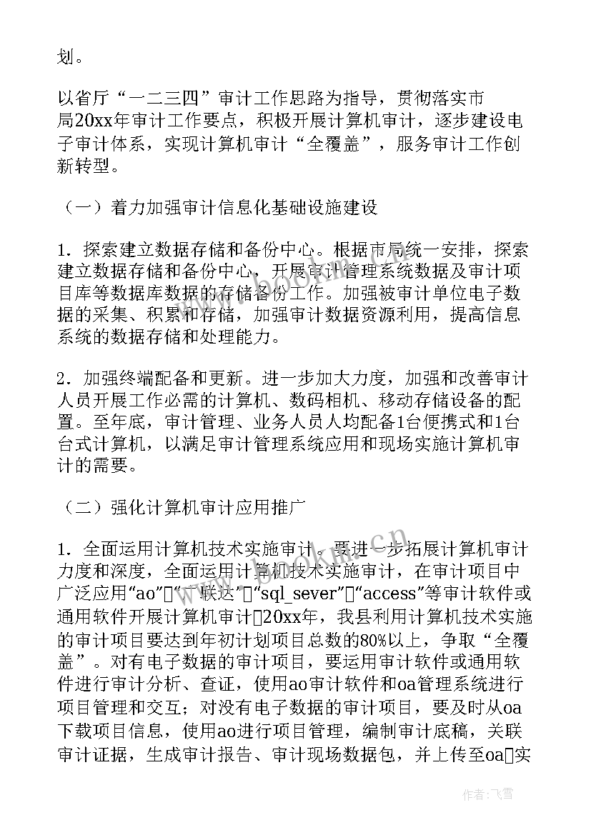 最新审计组的工作计划(实用6篇)