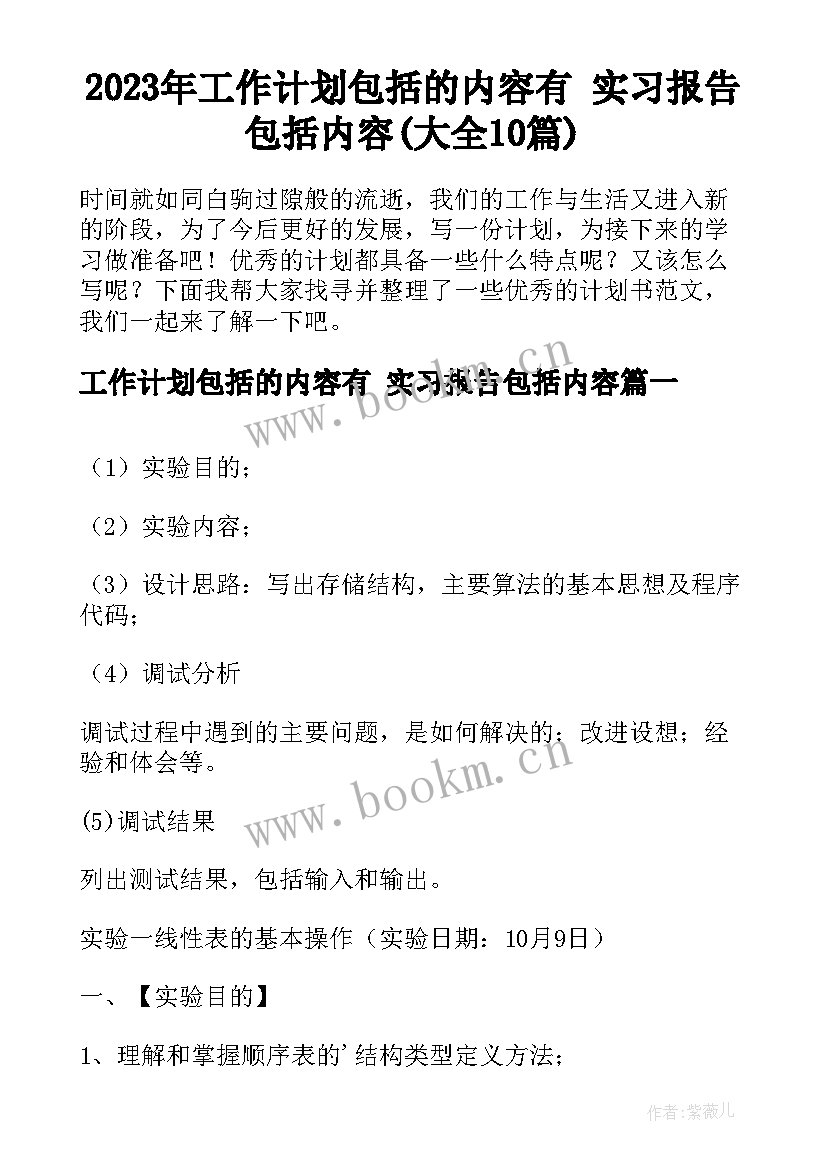 2023年工作计划包括的内容有 实习报告包括内容(大全10篇)