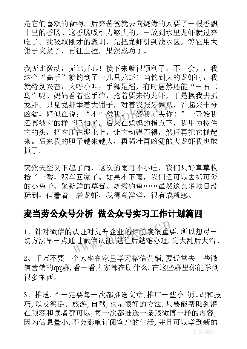 2023年麦当劳公众号分析 做公众号实习工作计划(汇总5篇)