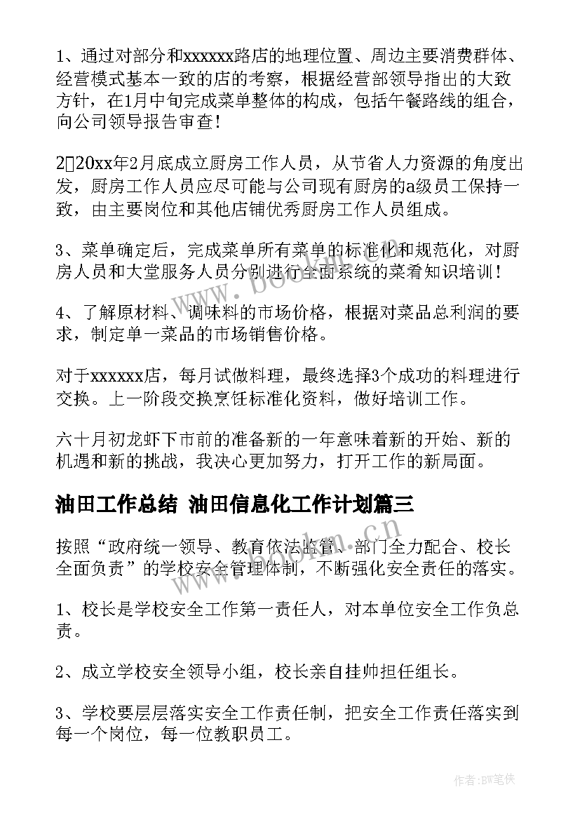 2023年油田工作总结 油田信息化工作计划(大全6篇)