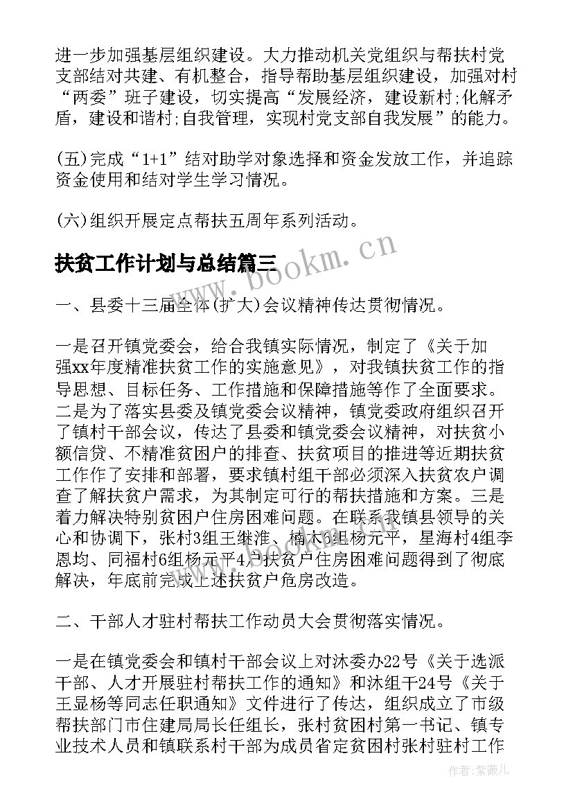 最新扶贫工作计划与总结(大全6篇)