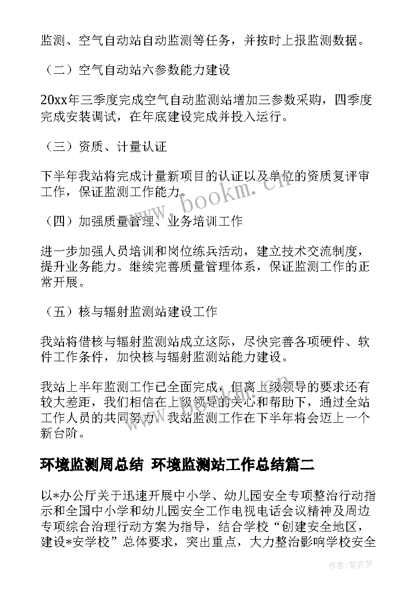 最新环境监测周总结 环境监测站工作总结(优秀7篇)