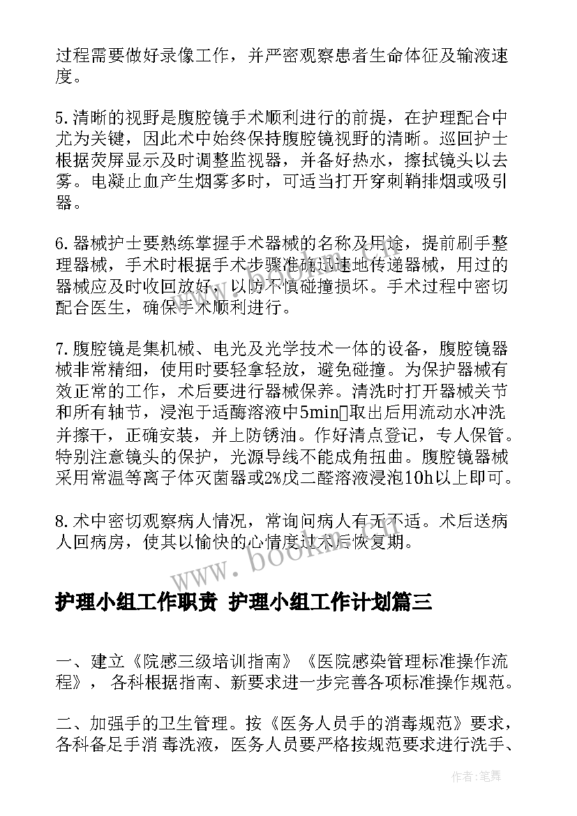 护理小组工作职责 护理小组工作计划(大全8篇)