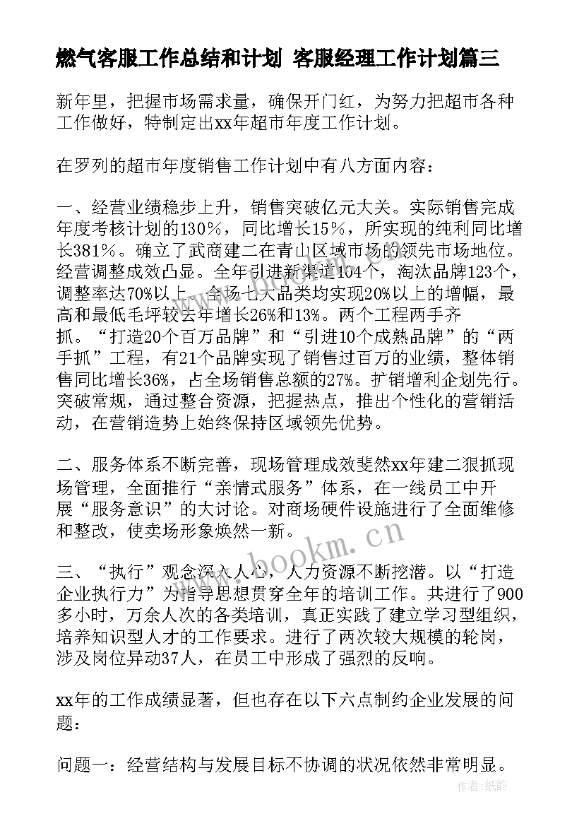 2023年燃气客服工作总结和计划 客服经理工作计划(模板5篇)