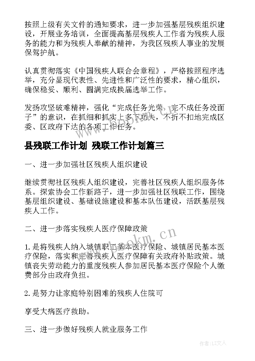 2023年县残联工作计划 残联工作计划(汇总6篇)