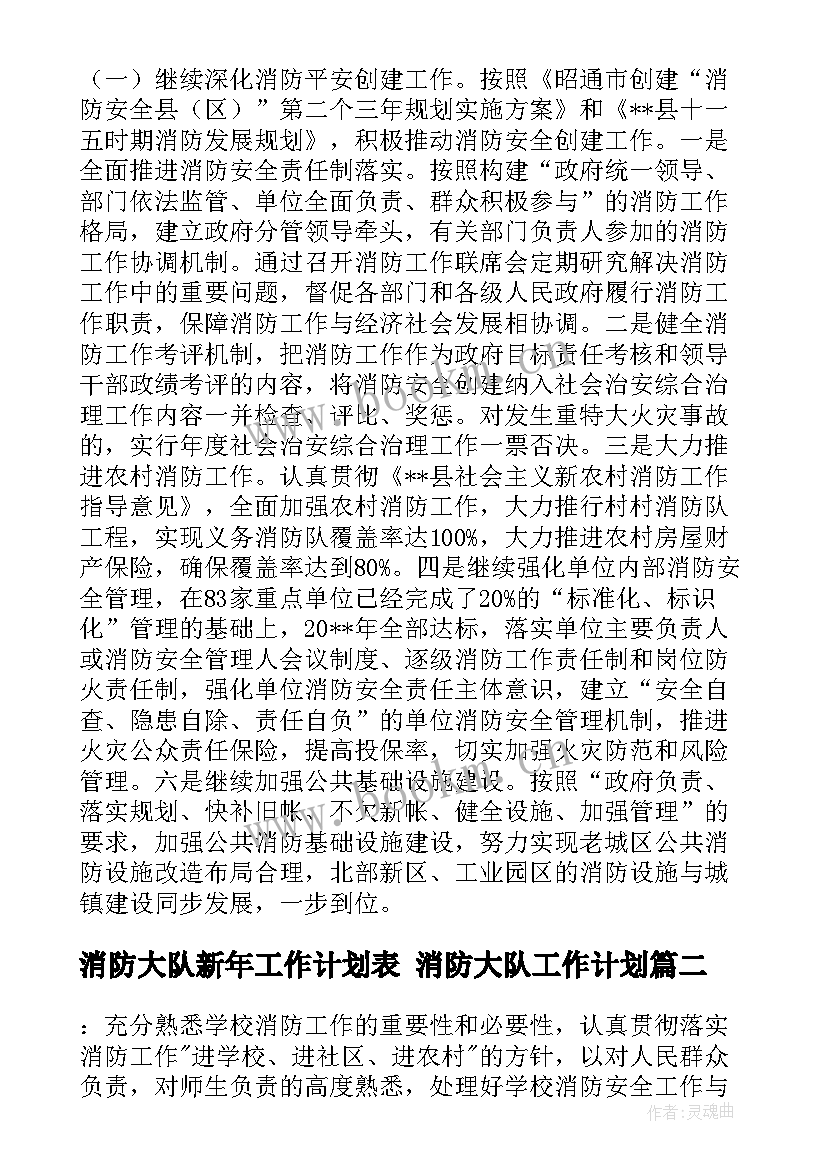 消防大队新年工作计划表 消防大队工作计划(精选5篇)