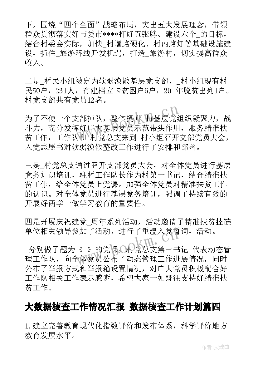 2023年大数据核查工作情况汇报 数据核查工作计划(通用5篇)