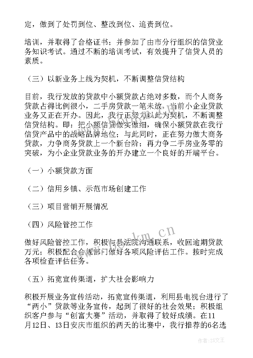 信贷经理工作总结报告 信贷部工作总结(模板6篇)