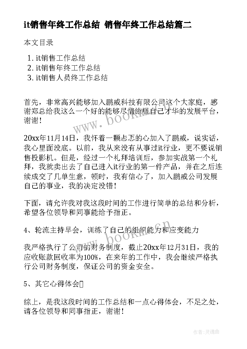 it销售年终工作总结 销售年终工作总结(精选10篇)