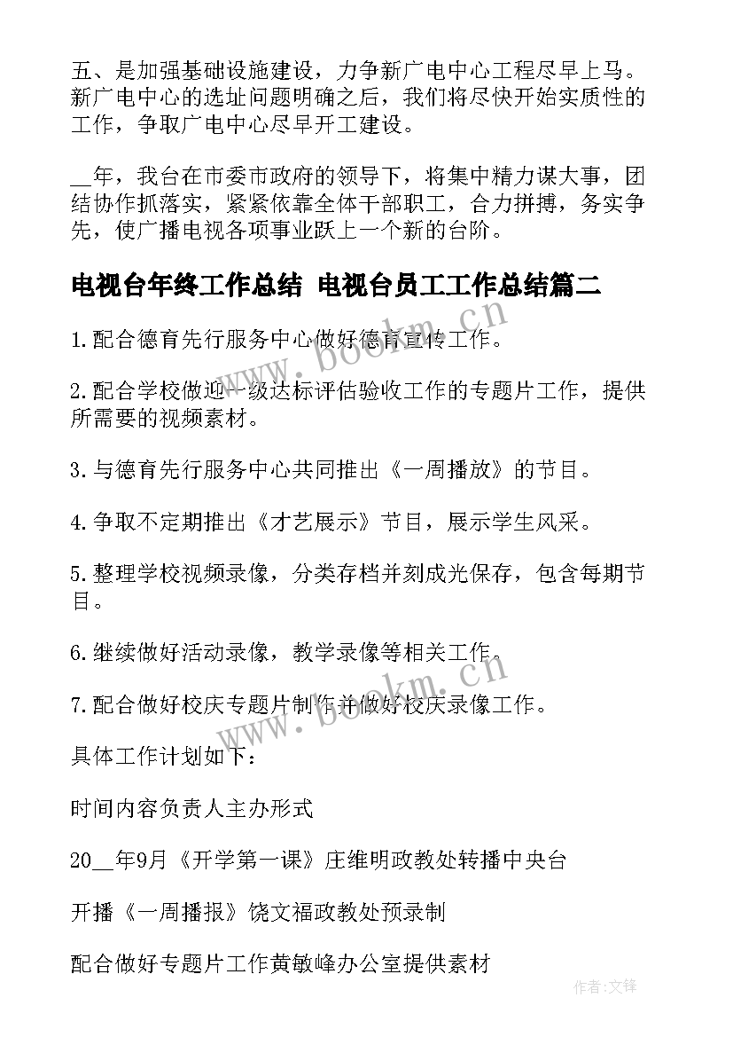 最新电视台年终工作总结 电视台员工工作总结(大全9篇)