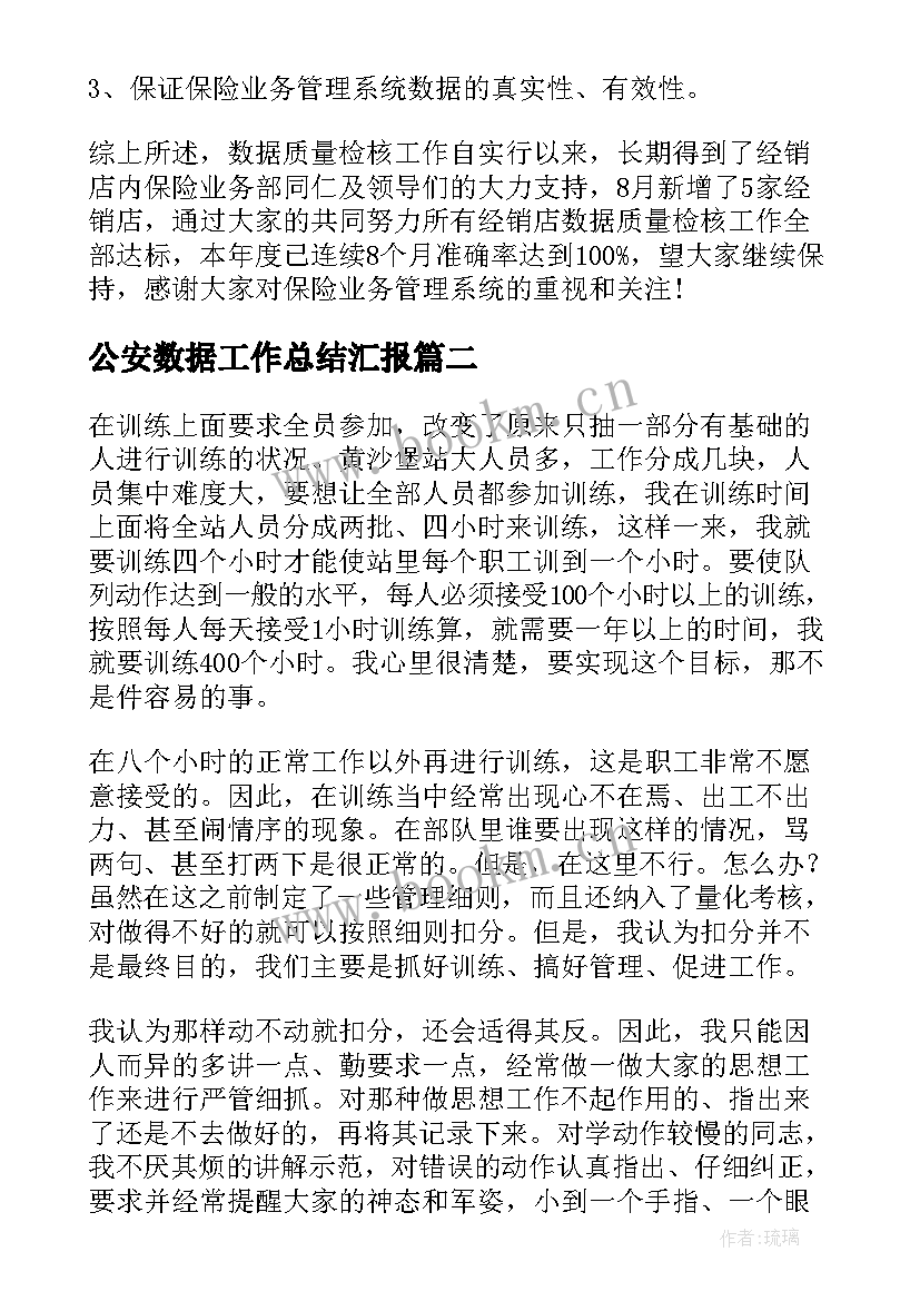 最新公安数据工作总结汇报(优质8篇)