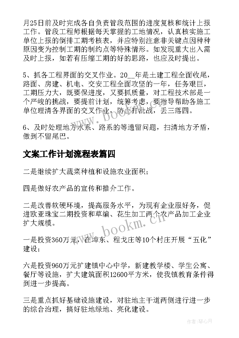 2023年文案工作计划流程表(精选8篇)