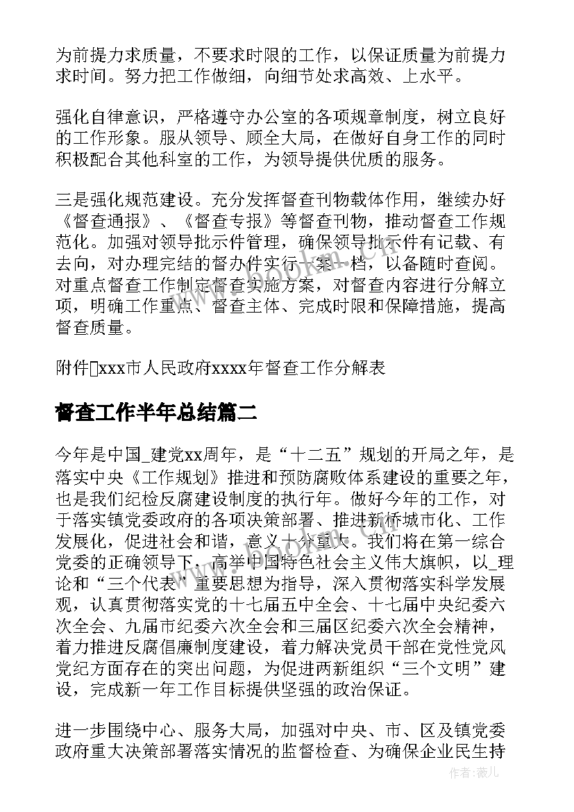 2023年督查工作半年总结(通用6篇)